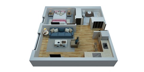 Floor plan for 1 bed, 1 bath, 450 sqft